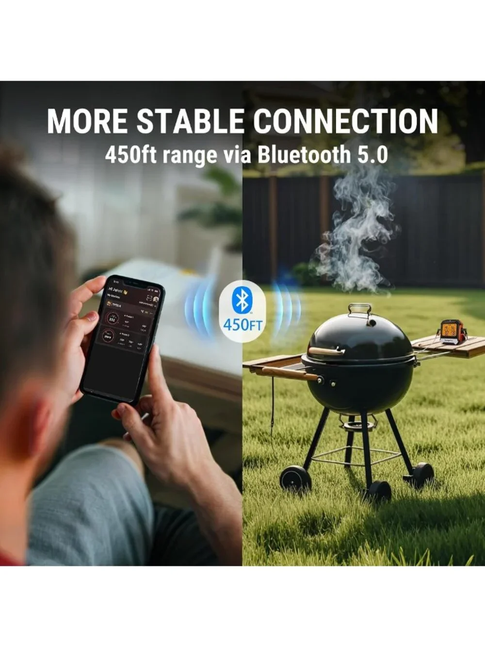 Bluetooth Meat Thermometer with 2 Probes - 450ft Wireless Cooking Tool